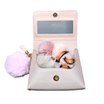 リキュール・コフレ用ピンクポーチとふわふわチャーム付き収納ケース